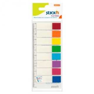 Stick index plastic transparent color 45 x 12 mm, 8 x 15 file/set, Stick"n - 8 culori transp./neon_1