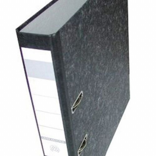 Biblioraft A4, carton marmorat, margine metalica, 75 mm, negru_2