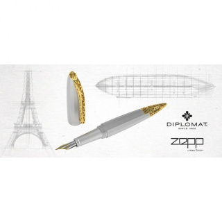 Stilou Diplomat Zepp chrom, cu penita M, aurita 14kt. - limited edition (Zeppelin)_2