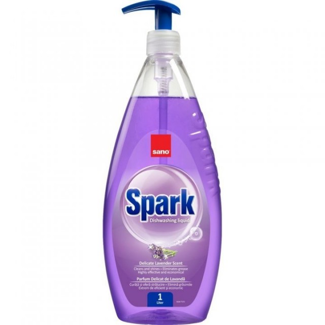 Detergent lichid pentru degresarea vaselor,1 litru, SANO Spark  lavanda